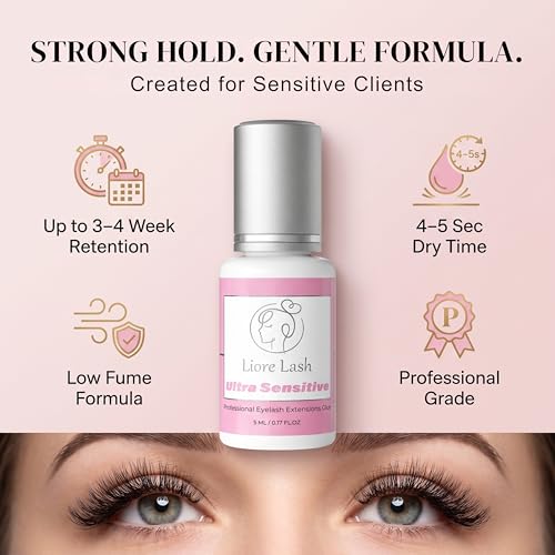Liore Lash Ultra Dark Sensitive Lash Adhesive – Strong Hold, 3–4 Weeks Retention for Eyelash Extensions