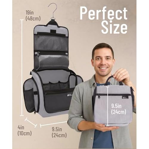 DD D&D Wanderlust D&D Hanging Travel Toiletry Bag for Men and Women ? Cosmetics, Makeup and Toiletries Organizer Kit with 10 Compartments, Zippers, XXL Metal Swivel Hook, Water-Resistant Nylon