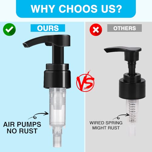 DupakSYS 20 Pack Shampoo Pump Dispenser for 33.8 oz Liter Bottles Black & White
