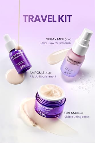 3D Lifting Travel Skincare Set - Firming & Hydrating Kit with Ampoule, Moisturizer & Spray - Travel Essentials & Gift