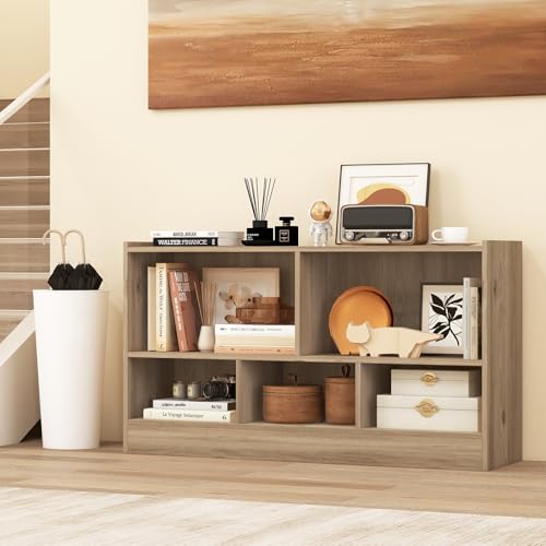 GIANTEX Natural 5-Cube Bookcase Freestanding 2-Tier Open Shelving