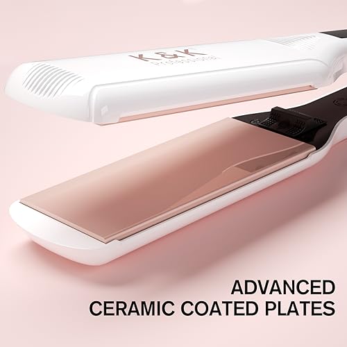 Wet to Straight Hair Straightener - 2.25 Inch Flat Iron with Steam - White