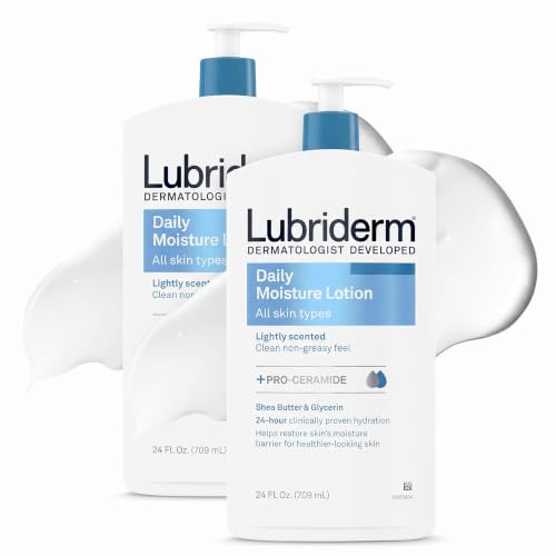 Lubriderm Daily Moisture Lotion + Pro-Ceramide (Normal to Dry Skin, 24 Fl Oz Pack of 2) – Shea Butter & Glycerin