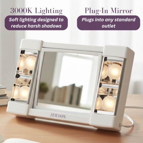 Lighted Makeup Mirror with 3X Magnification - White Vanity Mirror for Beauty & Grooming