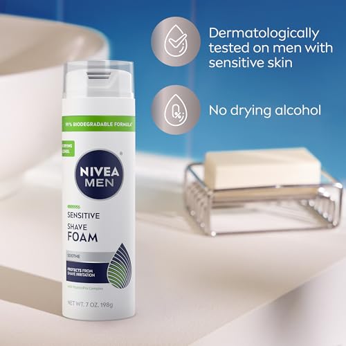 Sensitive Shaving Foam for Men with VitaminPro Complex - Gentle, Alcohol-Free, 6 Pack