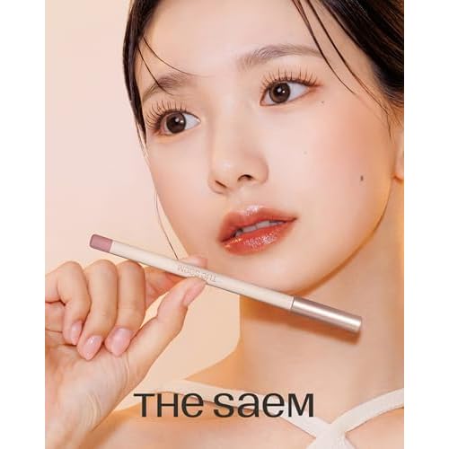 THESAEM Cover Perfection Lip Pencil - 01 Near Skin Beige - Slim 4mm Lip Liner for Overlip Correction - Korean Makeup Lip Contouring Pencil Easy Blending Formula, 0.04oz