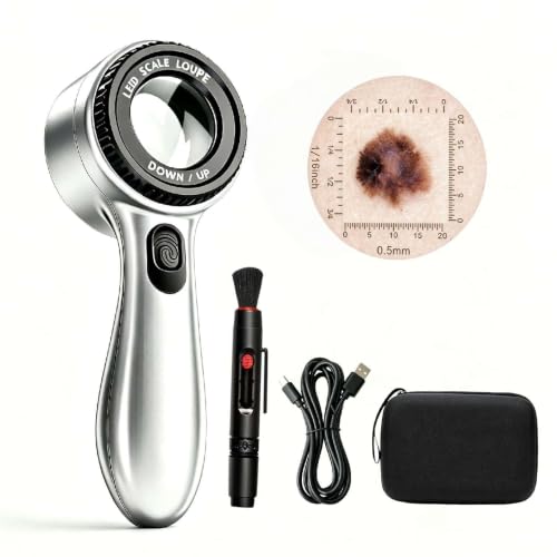 30x Portable Magnifying Dermatoscope with LED Light Modes for Skin & Scalp