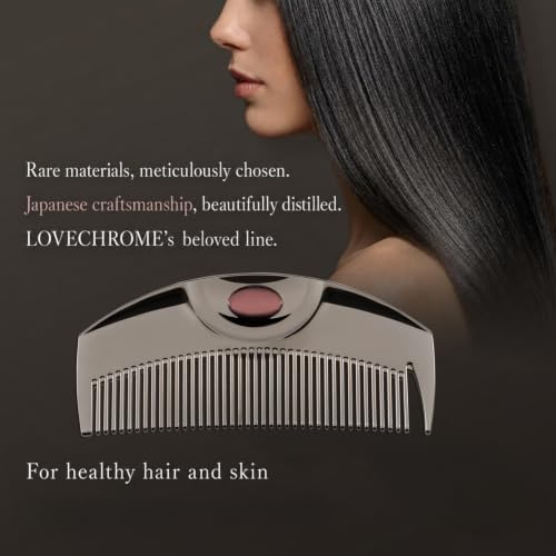LOVECHROME Tsuki Premium Anti-Static Travel Comb - Black, Hand-Finished Japanese Craftsmanship