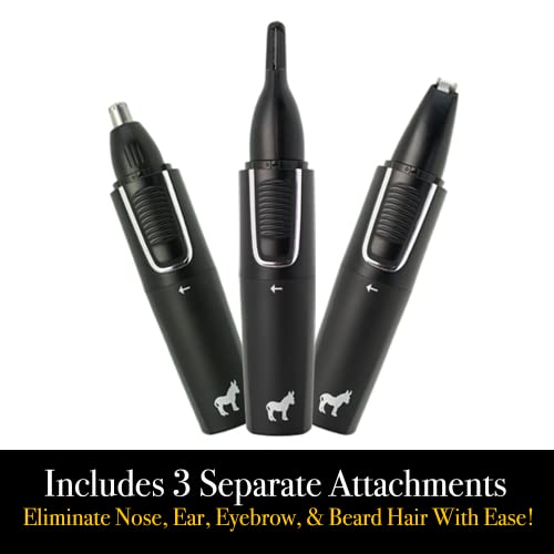 Nose & Ear Hair Trimmer with 3 Attachments - Waterproof Rechargeable Grooming Tool