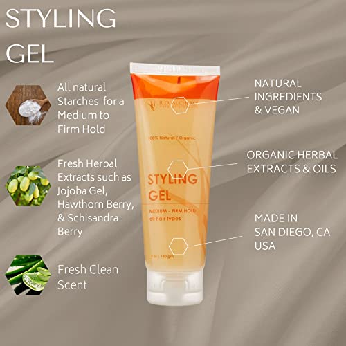 Natural Organic Styling Gel - Light to Medium Hold Hair Gel for All Hair Types
