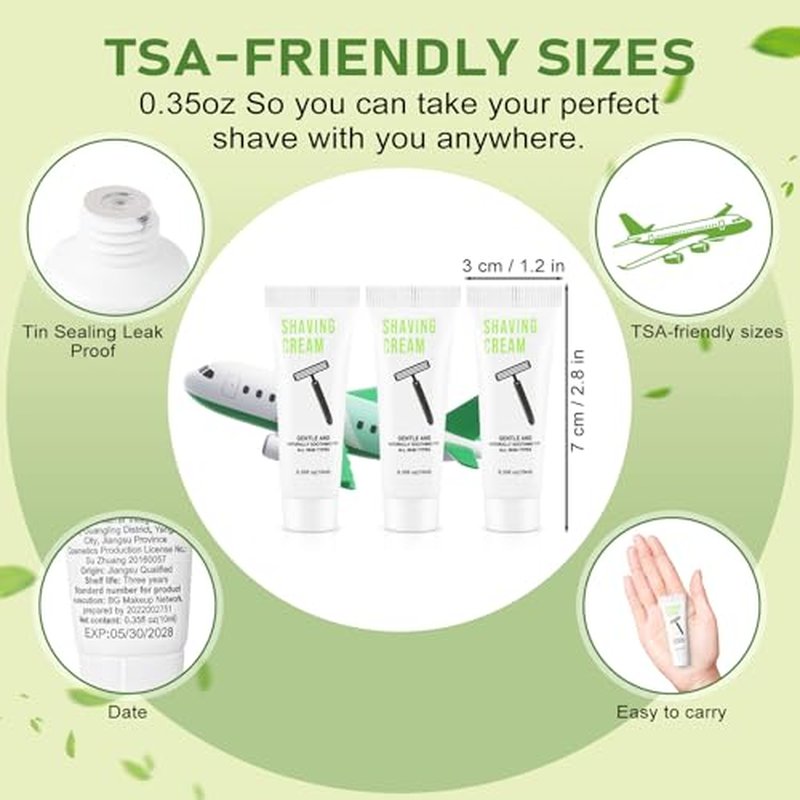50 Shaving Cream Bulk Travel 10ml/0.35fl oz,Disposable Shaving Cream in Bulk Travel Shave Cream for Hotel Homeless,White Tea
