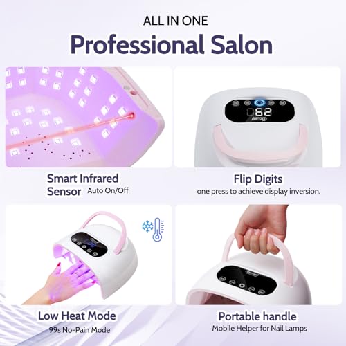 SHEXNAIL Ivory White UV LED Gel Nail Lamp - Fast 30s Curing with 57 Beads