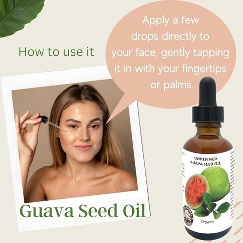 Best Nature's Cosmetics Organic Guava Seed Oil cold pressed for Skin & Hair ? Vitamin C Rich, Antioxidant-Rich Hydrating Oil for Glowing Skin & Frizz-Free Hair 1 oz / 30ml