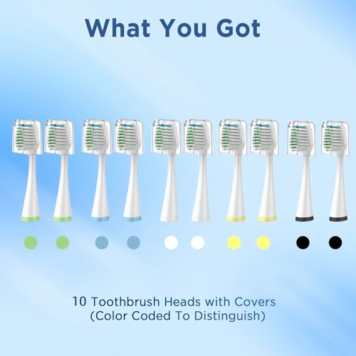 White Replacement Brush Heads for Smile Bright Platinum Sonic Toothbrush – Pack of 10