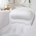 White Bath Pillow for Tub - Luxury Head & Neck Support, Non-Slip Suction