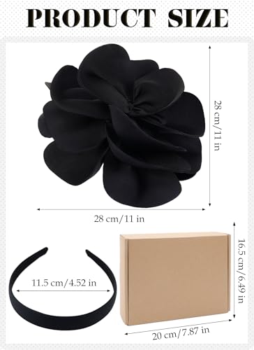 Black Large Flower Fascinator Headband for Weddings & Events - Elegant Tea Party Hat