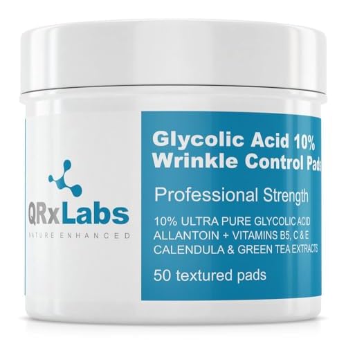 QRxLabs Wrinkle Control Trio: 10% Glycolic Acid Control Pads, 15% Renewal Serum for Face, Lemon Verbena Neck Firming Cream - Achieve Smooth, Bright, and Firm Skin - Prevents Wrinkles, Dark Spots