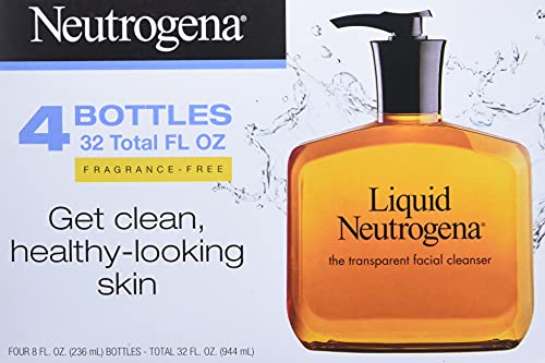 Neutrogena Fragrance-Free Liquid Facial Cleanser - 8 oz Pump Bottle, Pack of 4 - Variation: Fragrance Free / 2 Fl Oz