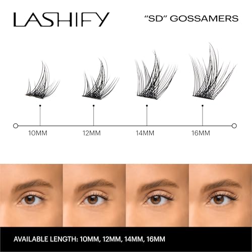 Lashify Stardust 12mm Gossamer DIY Eyelash Extensions Refill, The Multi-Length Multi Layered Lash, Thin Fibers of the Classic "C" Style, Black, Easy False Lashes