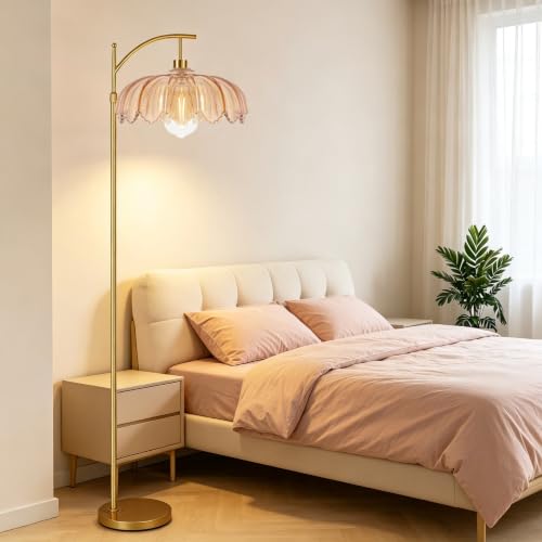 QIYIZM Floor Lamp - 65-69in Height, Dimmable Brass Tall Lamp with Remote (Variant: Floor Lamp--2), Mid Century Modern