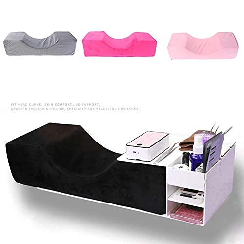 WILL Lash Pillow Neck Support Eyelash Pillow Soft Grafting Eyelashes Memory Foam Eyelash Extension Pillow Makeup Salon With Pocket (Black)