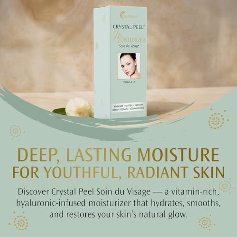 Crystal Peel Hyaluronic Acid Moisturizer for Face, Soin Du Visage Daily Moisturizer Hydrating Face Cream for Women, Vitamin Enriched, Nourishing Facial Lotion, Non Comedogenic Skincare for Dry Skin