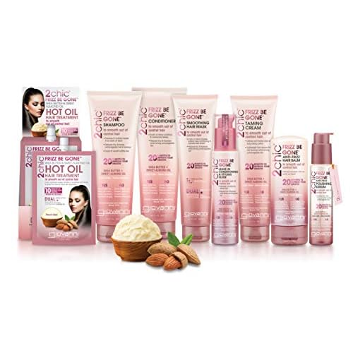 Giovanni 2chic Frizz Be Gone Taming Cream - Natural Hair Smoothing Formula with Shea Butter & Sweet Almond Oil, Macadamia, Color Safe, Vegan - 5.1 oz. (Pack of 1)