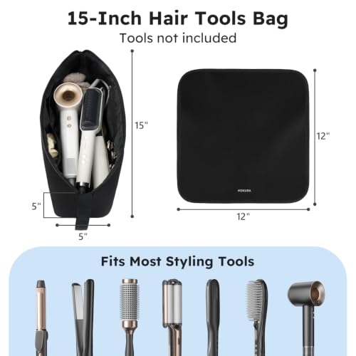 MOKURA Travel Hair Tool Bag with Heat Resistant Mat - Black