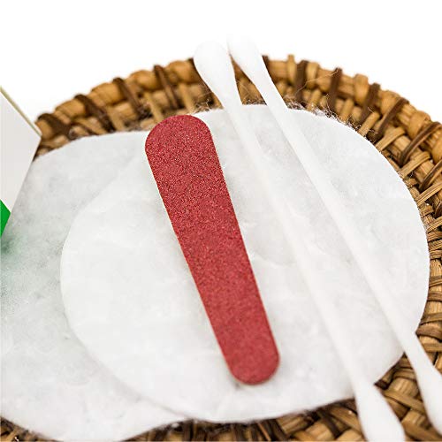 Cotton Rounds Travel Set 100 Pack - Individually Wrapped Cotton Swabs & Nail Files