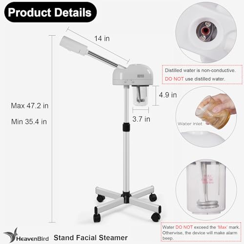 White Professional Ozone Facial Steamer with Touch Control - Skin Spa Equipment
