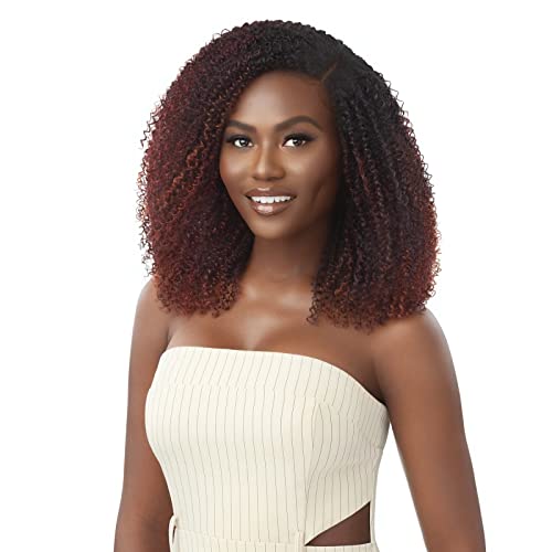 Outre Big Beautiful Human Hair Blend U Part Cap Leave Out Wig - COILY FRO 14 (NBLK)