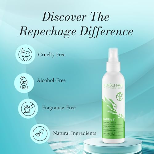 Repechage Hydra 4 Soothing Toner for Sensitive Skin ? Hydrating Witch Hazel Toner with Seaweed Extracts & Lactic Acid ? Alcohol-Free, Paraben-Free Refreshing Face Mist for Men & Women, 6 fl oz