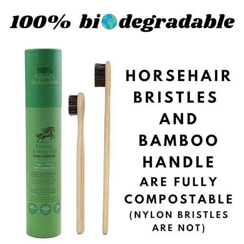 Eco-Friendly Bamboo Toothbrush with Horsehair Bristles Family Pack - Zero Waste
