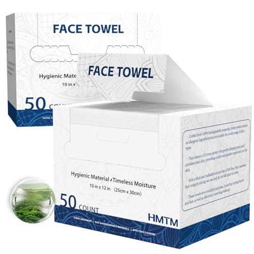 Face Towels, 10¡± x 12¡±, Face Towelettes Disposable, Extra Thick Soft and Absorbent for Sensitive Skin, Disposable Face Towel for Makeup Remover, Dry Wipes, 100 Count£¨2 Pack£©