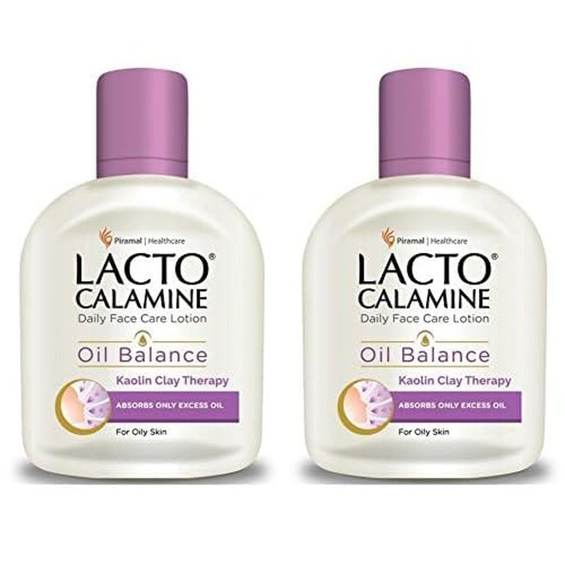 Lacto Calamine Daily Face Moisturizing Lotion for Oily Skin, Pack of 2, 4.06 Fl Oz (120 ml), for Pimples, Acne, Dark Spots, and Blackheads