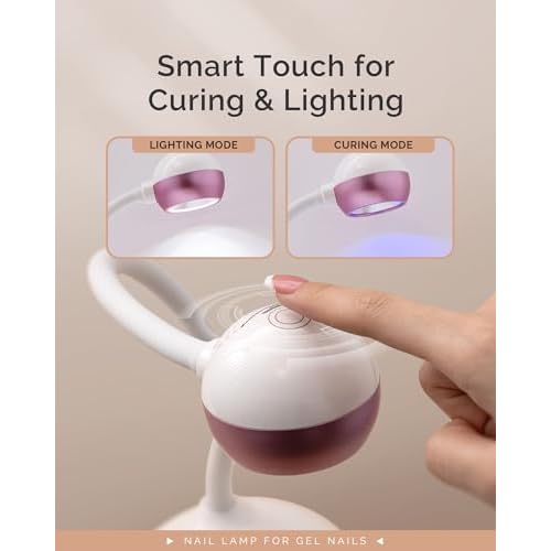 MelodySusie Gooseneck Cordless UV Nail Lamp with Adjustable Light Angle, S-Pro09M 2-in-1 Rechargeable Fast Curing Nail Dryer Cures All Gels, Especially Rhinestone Glue & Liner Gel Polish