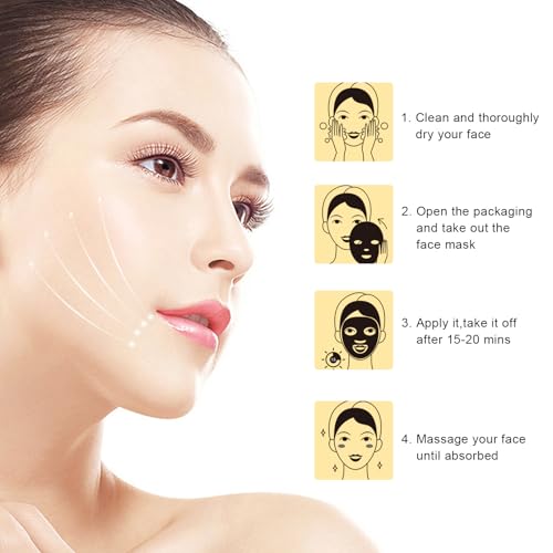 Adofect 15 Pack 24K Gold Collagen Facial Masks for Deep Hydration & Anti-Aging