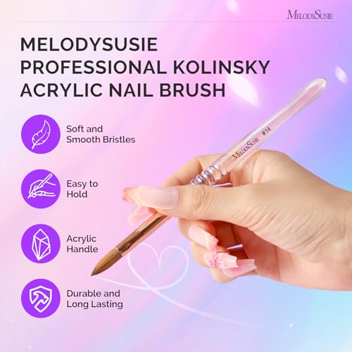 Acrylic Nail Brush - Transparent Gradient, 14mm - Kolinsky Hair Nail Art Tool
