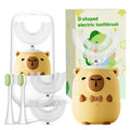 Kids U-Shaped Electric Toothbrush for Ages 7-15, Yellow, Rechargeable Sonic Brush