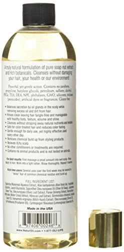 NaturOli Soap Berry Shampoo - Normal to Oily Hair, Sulfate Free, All Natural 16oz