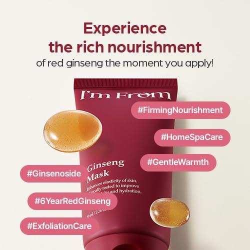 I'm From Ginseng Wash-Off Mask - Korean Red Ginseng Face Mask for Elasticity & Hydration, 2.37 fl oz