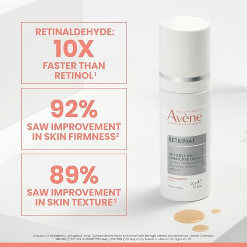 Av?ne Retrinal Intensive Multi-Corrective Cream, Retinal Face Cream Formulated with Retinaldehyde, Niacinamide & Hyaluronic Acid, Anti-aging Cream Visibly Reduces Wrinkles & Fine Lines, 1 Fl Oz