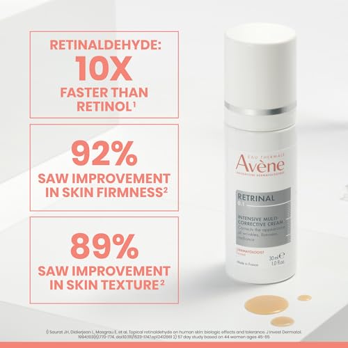 Av?ne Retrinal Intensive Multi-Corrective Cream, Retinal Face Cream Formulated with Retinaldehyde, Niacinamide & Hyaluronic Acid, Anti-aging Cream Visibly Reduces Wrinkles & Fine Lines, 1 Fl Oz