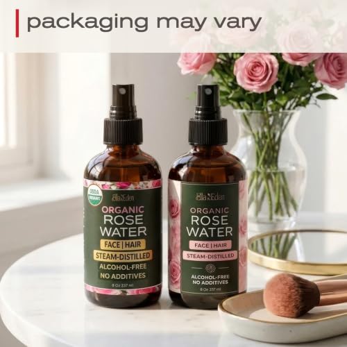 Organic Rose Water Spray for Face & Hair - 8 Oz - Alcohol-Free, Pure & Hydrating