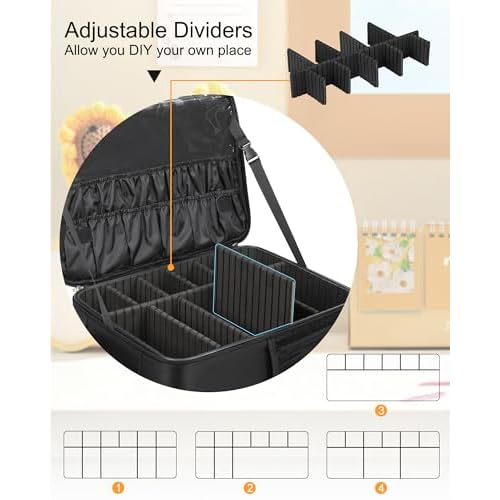 Relavel Makeup Backpack, Professional Travel Train Case Makeup Artist Kit Set Bag for Women Extra Large Cosmetic Organizer, Brush Storage Holder, with Adjustable High Dividers, Black