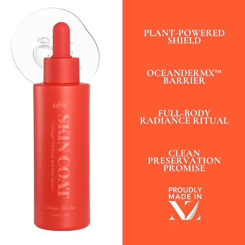 ed&i SKIN COAT Collagen Boosting Serum for Body & Face, Skin Tightening, Hydrating, Moisturizing & Firming, Plumping Serum for Women, Glowing Look, 3.38 oz