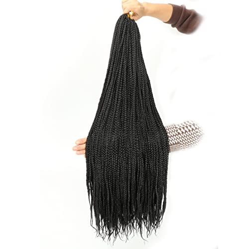Themis Hair 30 Inch Black Crochet Box Braid Hair Extensions - 6 Packs, Pre-Looped, Natural Look