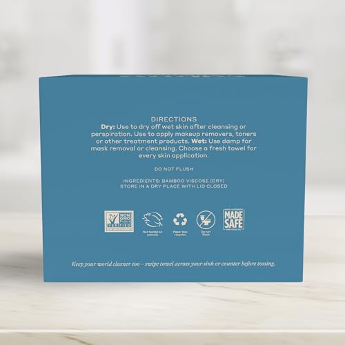 Caboo Tree Free Disposable Face Towels ? 50 Soft, Lint-Free Towels | Extra-Large 10x11.5¡± | Gentle Alternative to Makeup Wipes & Washcloths