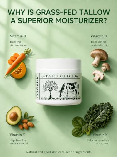Organic Grass-Fed Beef Tallow for Face & Body Moisturizer 1.7oz Pack of 3