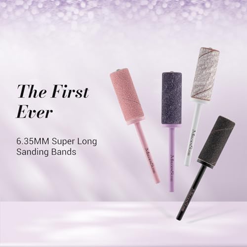 MelodySusie Portable Nail Drill 30000 RPM with 50 Pcs Nail Drill Bits Super Long Sanding Bands